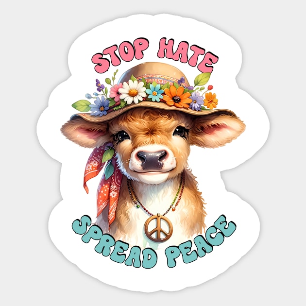 Stop Hate Spread Peace Sticker by Designs by Ira